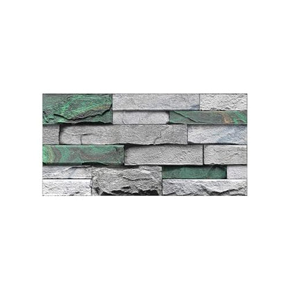 Alwayspon 12Pcs 12x6inch Peel&Stick Wall Sticker Vinly Wallpaper, Waterproof Backsplash for Kitchen Bathroom, Self-Adhesive Tile Transfers Decal Stick on Tiles with Dark Green Stone Brick Effect - color: Fg-l12, size: 12 Pcs