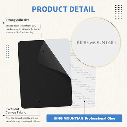 KING MOUNTAIN Canvas Repair Patch 5×8 Inch 8 Pcs Self-Adhesive Waterproof Fabric Patch for Sofas, Tents, Furniture,Tote Bags, Car Seats (Black) - color: Black, size: Canvas-5"W×8"L