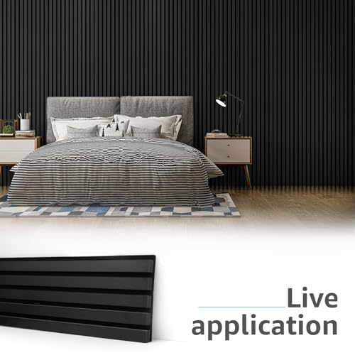 Art3d 6-Pack Soundproof Wood Slat Wall Panel, 94.5 x 7.9 in, Matte Black - color: Matte Black, size: 6Pcs - 94.5 * 7.9 inch