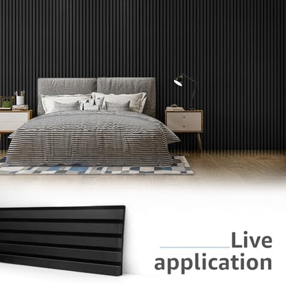 Art3d 6-Pack Soundproof Wood Slat Wall Panel, 94.5 x 7.9 in, Matte Black - color: Matte Black, size: 6Pcs - 94.5 * 7.9 inch