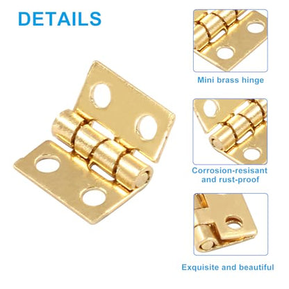 Biaungdo Mini Brass Hinges, 10x8mm, Golden, 60 Pcs - color: Yellow, size: 10x8mm,60Pcs