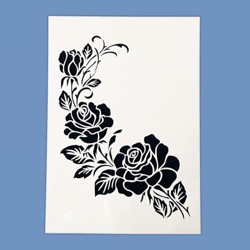 TIAMECH A4 Reusable Flower Stencil for Painting - style: Rose