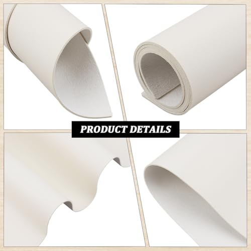 23.7 x 13.01 Inch Litchi Tooling PU Leather Sheet Solid Color Synthetic Fabric Roll Flawless Pieces Square Leather Sheet Leatherette for DIY Earrings Bows Crafts Making(White) - color: White