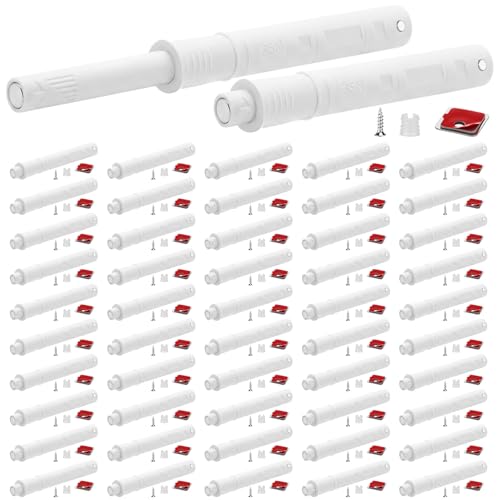 Lounsweer 50 Pack Magnetic Push Latches for Cabinets, White Long - color: White, size: Long