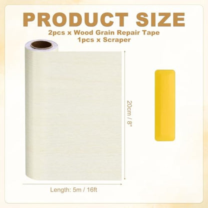 HARFINGTON Wood Grain Repair Tape 8" x16ft Self-Adhesive Repair Patch - color: White Oak, size: 8" x 16ft