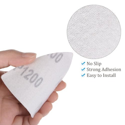 120pcs Mouse Sander Detail Sandpaper 1200Grit 3-1/8" Triangle - size: 1200 grit