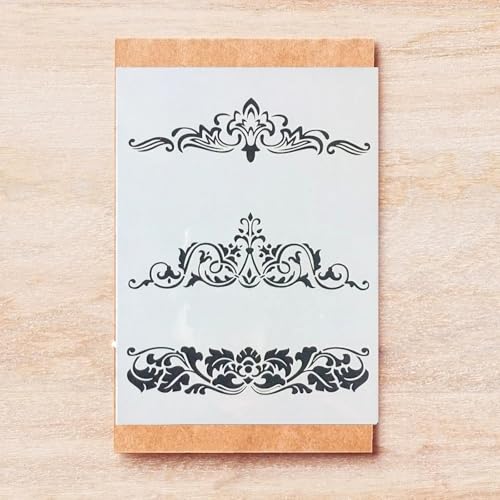 TIAMECH A4 Reusable Border Edge Flower Stencil for Painting - style: Border Edge Flower