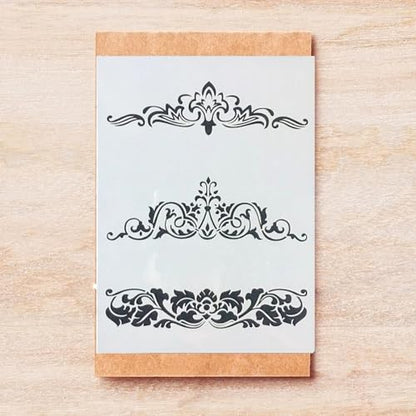 TIAMECH A4 Reusable Border Edge Flower Stencil for Painting - style: Border Edge Flower