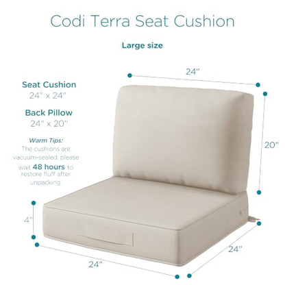 Codi Outdoor Chair Cushions, 24x24 Deep Seat Replacement Set, Beige - color: Beige, size: 24x24"