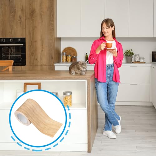 PATIKIL 3" X30' Self-Adhesive Wood Grain Repair Tape with Scraper Maple Light Chestnut