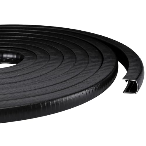 25ft U-Shape Edge Trim Fits 1/2" Edge, Rubber Strip with Metal Clips for Edges Protector, Black Edges Banding Strip for Sharp/Rough Surface, Tables, Cars, Door Frame, Boat & More - size: 25ft, 0.8"W X 0.9"H