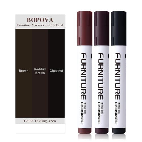 BOPOVA Furniture Markers Touch Up, Scratch Repair Kit, 3 Color Wood Markers for Scratches, Stains, Floors, Tables, Desks, Cabinets, Bedposts (Brown, Reddish Brown, Chestnut) - color: Brown,Reddish Brown,Chestnut