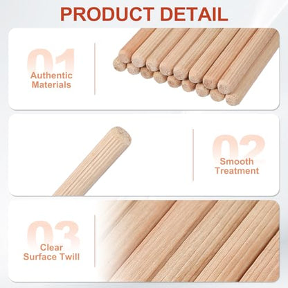 MECCANIXITY Wooden Dowel Pins 5/16" x 1" (8mm x 25mm) Straight Dowel Rods Wood Fluted Dowels Rods for Crafts Furniture DIY Hardwood Count 120 - size: 5/16" x 1"