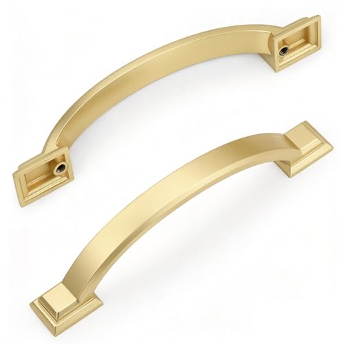 Probrico 5 Pack 3-3/4 Inch Brass Gold Cabinet Pulls Solid Zinc Alloy - color: Gold, size: 3-3/4" Hole Center(96mm)