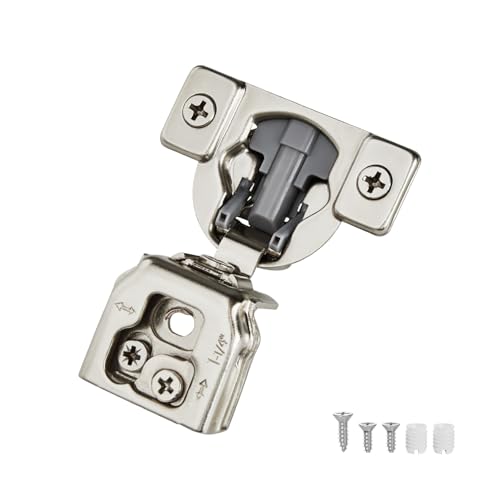 20 Pack Soft Close Cabinet Hinges for Face Frame Doors, 1-1/4 Inch Overlay Concealed Hinges, 105° 3-Way Adjustable, 35mm Cup, Nickel Finish with Screws - size: 1-1/4 inch Overlay