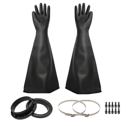 Heavy Duty Sandblasting Gloves Rubber Gloves for Sandblaster Protective Safety Work Black Striped Glove - color: Black 27.5" Gloves Set