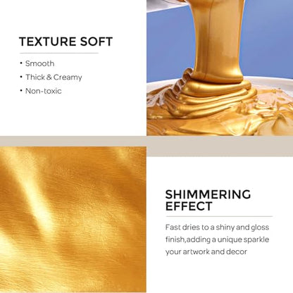 Nicpro Acrylic Paint Metallic Gold, 33.8oz/1000ml Large Gold Leaf Paint - color: Gold, size: 33.8 Fl Oz (Pack of 1)