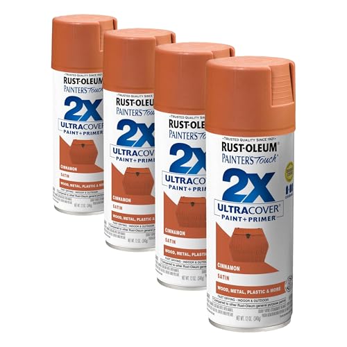 Rust-Oleum 334061 Painter's Touch 2X Ultra Cover Spray Paint, 12 oz, Satin Cinnamon (Pack of 4) - color: Satin Cinnamon, size: 12 Ounce (Pack of 4)
