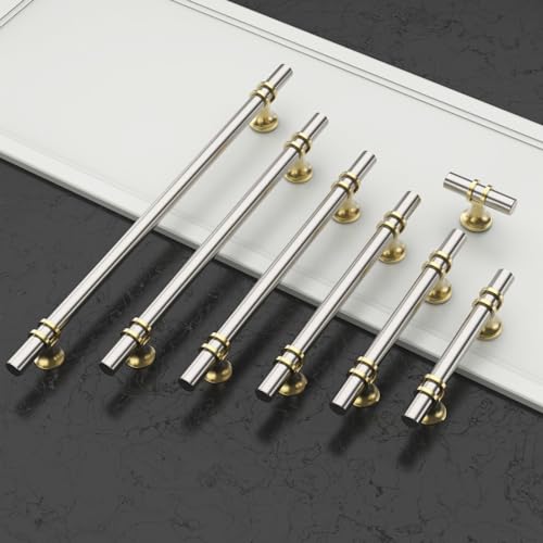 Amerdeco 10 Pack Brushed Satin Nickel and Gold Cabinet Pulls 5 Inch(128MM) Hole Centers Kitchen Cabinet Handles Cabinets Hardware Drawer Pulls ZH0058 - color: Gold+Brushed Satin Nickel, size: 5"/128MM Hole Center