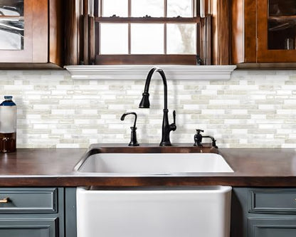 Peel and Stick Backsplash 3D Self Adhesive Wall Tile Beige 10 Sheet - color: Beige