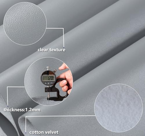 CDY Marine Vinyl Faux Leather: Soft Waterproof Faux Leather Fabric 54"x 36" - color: Grey