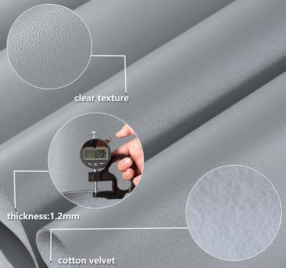 CDY Marine Vinyl Faux Leather: Soft Waterproof Faux Leather Fabric 54"x 36" - color: Grey