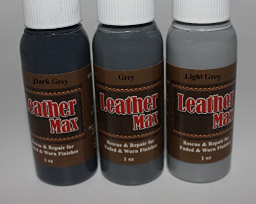Furniture Leather Max Leather Refinish and Restorer Touch Up Kit / 1 Oz Restorer / 2 Oz Conditioner / 1 Sponge (Leather Repair) (Vinyl Repair) (Grey) - color: Grey