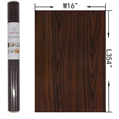 TOTIO Walnut Wood Wallpaper Peel and Stick Walnut Contact Paper for Kitchen Cabinets Waterproof Oil Proof Self Adhesive Wall Paper Countertop Counter Vinyl Wrap 16"x354",Dark Brown,Chocolate Brown - color: Chocolate Brown, size: 16" x 354"