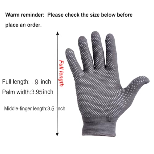 COOHORN 12Pairs Work Gloves Anti-slip Knitted Stretchy Cloth Glove Thin Moist Glove Liners - color: Grey