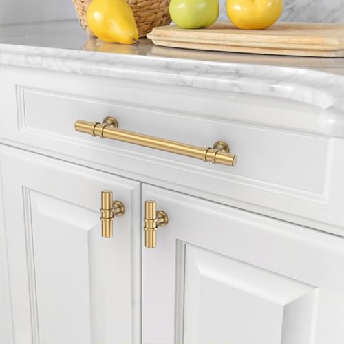 Amerdeco 10 Pack Champagne Bronze Cabinet Pulls 5 Inch(128MM) Hole Centers Kitchen Cabinet Handles Cabinets Hardware Drawer Pulls ZH0050 - color: Champagne Bronze, size: 5"/128MM Hole Center