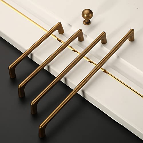 Amerdeco 10 Pack Antique Brass Cabinet Pulls 10" - color: Antique Brass, size: 12.5" hole center