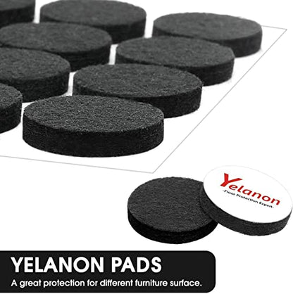 Felt Furniture Pads for Hardwood Floors Felt Pads for Chair Legs Yelanon - size: 24 pcs Black Round