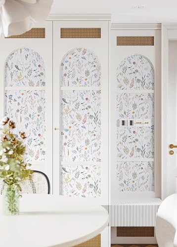 Dimoon 393"x16.1" Floral Peel and Stick Wallpaper White Contact Paper Thicken Wallpaper Delicate Flower Waterproof Green Leaf White Self Adhesive Removable Wall Paper Shelf Liner Decal Vinyl Roll - color: White-Smooth, size: 16.1" x 393"