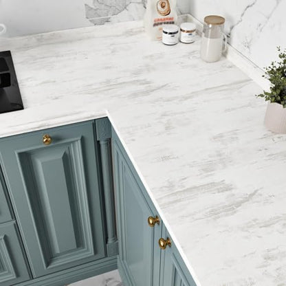 Wallercity Thick Textured Beige Wood Contact Paper 15.8"x78.7" Kitchen Peel and Stick Countertops Contact Paper Gray Matt Cement Wallpaper Self Adhesive Waterproof Vinyl Wrap for Cabinets Desk Table - color: Gray/White, size: 15.8" x 78.7"
