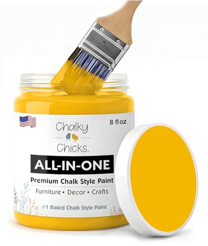 Chalky Chicks Bees Knees 8 Fl Oz Chalk Paint for Furniture All in One - color: Bees Knees (Yellow), size: 8 Fl Oz (Pack of 1)