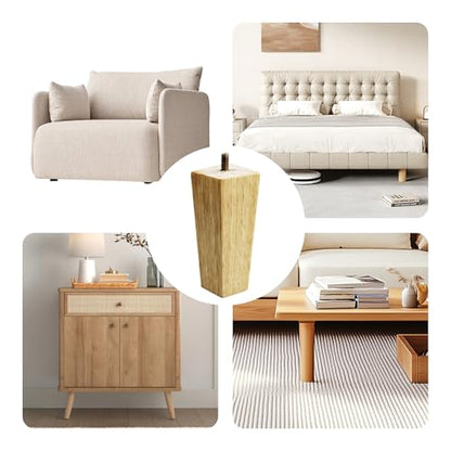 4PCS 5 Inch Solid Wood Furniture Legs, Square Wooden Sofa Couch Feet Leg Replacement for Desk Cabinet Bench Dresser Chair Bookcase Risers Parts, Log Stain - size: 5 Inch