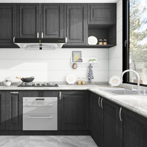 Grasscloth Textured Wallpaper Dark Gray Linen Thick 24" X 394" Fabric Contact Paper Grassweave Removable Modern Self Adhesive Wallpaper for Walls Cabinets Bedroom Liners Fireplace - color: Dark Gray