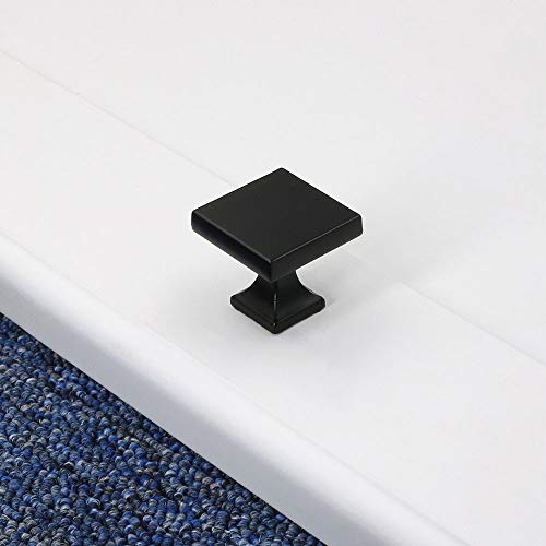 Goldenwarm 35 Pack Black Cabinet Knobs, Square Zinc Alloy Drawer Knobs - color: Square Black, size: Single Hole