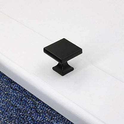 Goldenwarm 35 Pack Black Cabinet Knobs, Square Zinc Alloy Drawer Knobs - color: Square Black, size: Single Hole