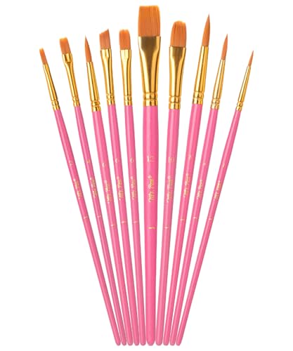 Mr. Pen- Acrylic Paint Brushes Set, 10 Pack, Round & Pointed Tip - color: Berry Bloom, size: 10 Pcs