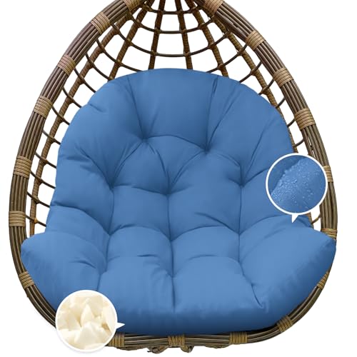 Egg Chair Cushion Replacement, Waterproof Outdoor Hanging Egg Chair Cushion Hammock Swing Chairs Cushions Pad, U-Shaped Thickened Cushions for Hanging Eggs Chairs, 47x33x7 Inches (Royal Blue) - color: Royal Blue