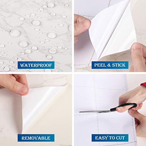 FunStick 36" x 200" Matte Marble Countertop Contact Paper White Grey Marble Wallpaper Peel and Stick Countertops for Kitchen Waterproof Removable Self Adhesive Wall Paper for Bathroom Table Furniture - size: 36"W x 200"L