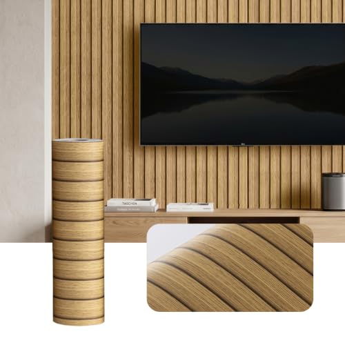 118" x 15.8" Peel and Stick PVC Faux Wood Slat Wall Panels - color: Wood Tone