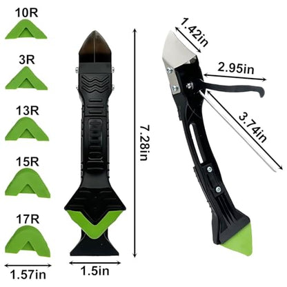 5 in 1 Silicone Caulking Tool Kit, Caulking Grout Removal Sealant Finishing Tool with Grout Scraper, Adhesive Residue Scraper Seam Repair Toolkit for Bathroom Kitchen