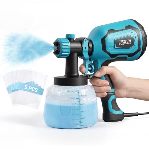 SEESII Paint Sprayer,700W HVLP Paint Gun with 4 Nozzles and 3 Patterns
