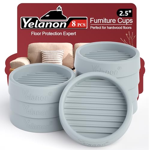 Non Slip Furniture Pads for Hardwood Floors -Yelanon 8Pcs 2.5” Coasters Cup - color: 8pcs2.5"round Gray