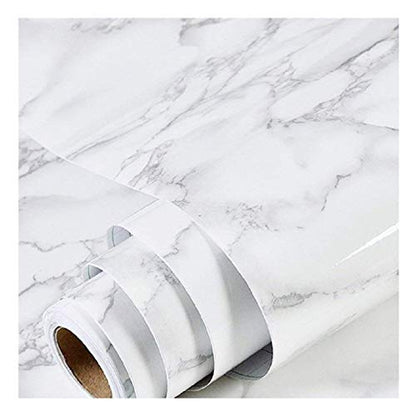 Marble Contact Paper White Extra Wide Peel and Stick for Kitchen Countertop - color: Gray/White, size: 35.4" x 118"