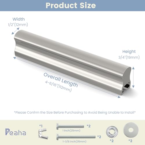Peaha 10 Pack Adjustable Silver Cabinet Drawer Pulls Overall Length 4" - color: Silver, size: 1"-4"(25mm-102mm)