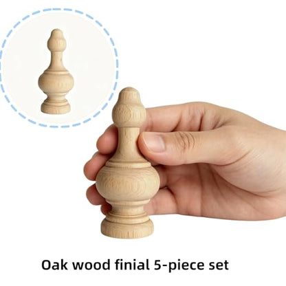 5Pcs Wood Finials Versatile Decorative Wooden Balusters Craft Spindles for DIY Craft Furniture Woodworking Decoration