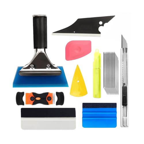 18PCS Car Window Tint Kits, Automotive Glass Protective Film Tinting Tool with Squeegee Cutting Knife, Vehicle Window Vinyl Wrapping Installation Tint Set, Universal Fit - size: 18PCS